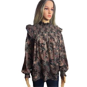 NWT Knox Rose - Black Floral Sheer Long Sleeve-Women's M Blouse